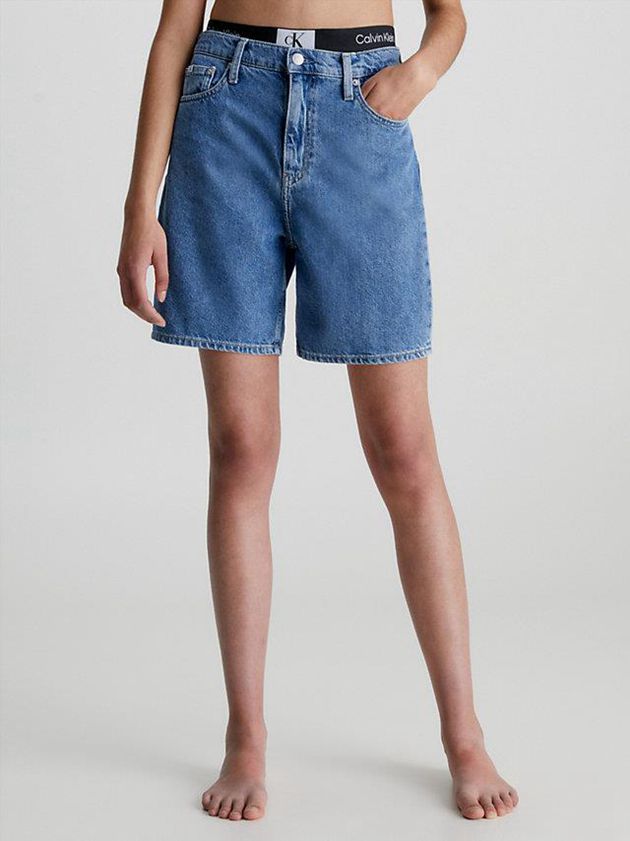 Calvin Klein USA Denim Bermuda Mom Womens Shorts Blue 2941850-AT